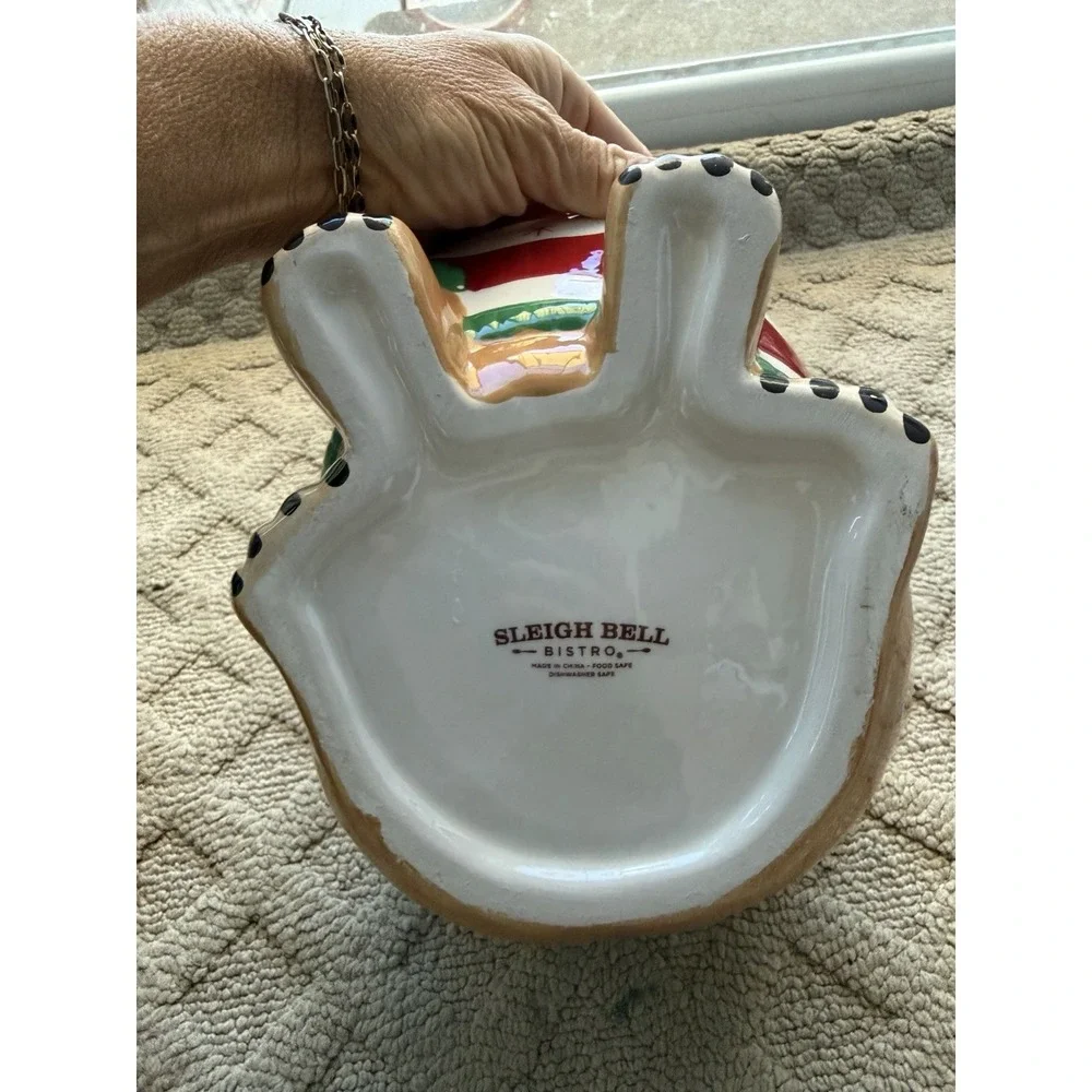 SLEIGHBELL BISTRO Christmas Santa Pug Bulldog Ceramic Cookie Jar